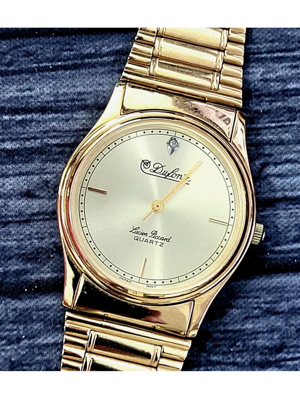 Vintage Rare Diamond Dial Dufonte Lucien Piccard Mens Watch